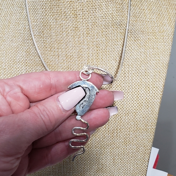 Azurite necklace, 925 silver k2 blue azurite gemstone unisex pendant necklace - Picture 8 of 10